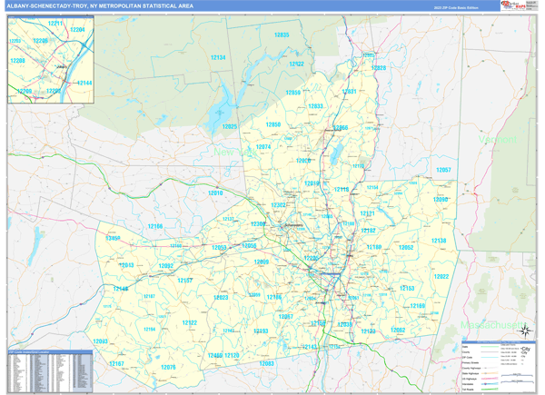 Albany-Schenectady-Troy Metro Area Digital Map Basic Style